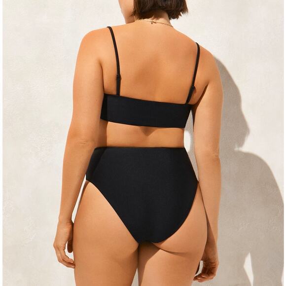 J.Crew Classic Sculpt Bandeau Bikini Top WMNS S Black Removable Straps and Pads - Picture 2 of 8